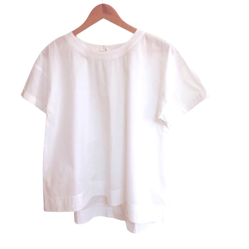 Eileen Fisher blouse organic cotton round neck shirt sleeve rounded hem - Picture 7 of 10